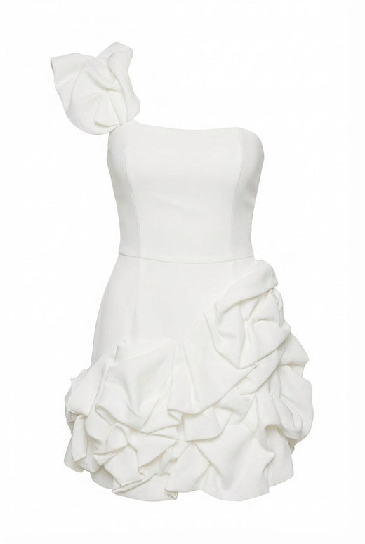 Avoria | Women’s White One Shoulder Mini Dress Party Cocktail