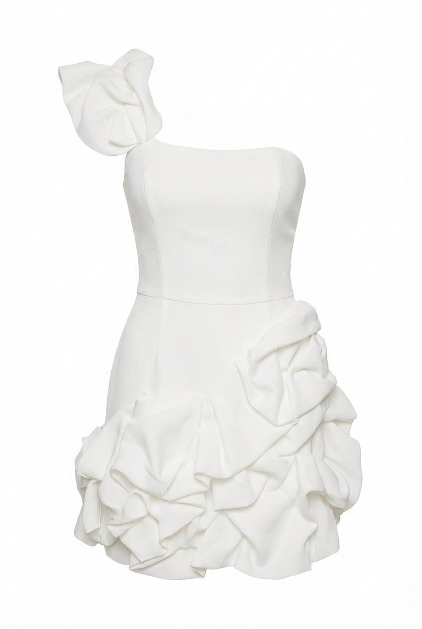 Avoria | Women’s White One Shoulder Mini Dress Party Cocktail