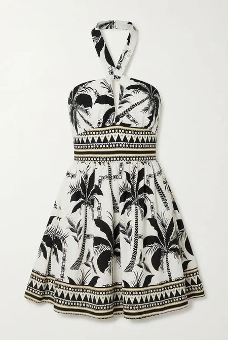 Avoria | Tropical Vacation Halter Dress for Women Summer Mini