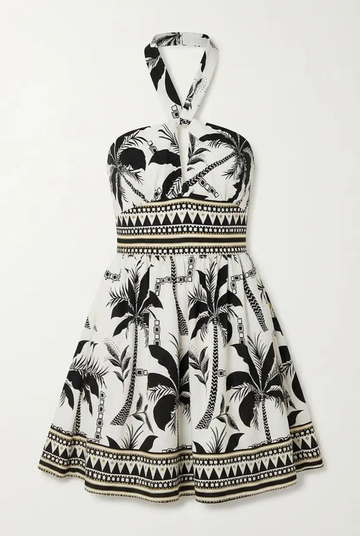 Avoria | Tropical Vacation Halter Dress for Women Summer Mini
