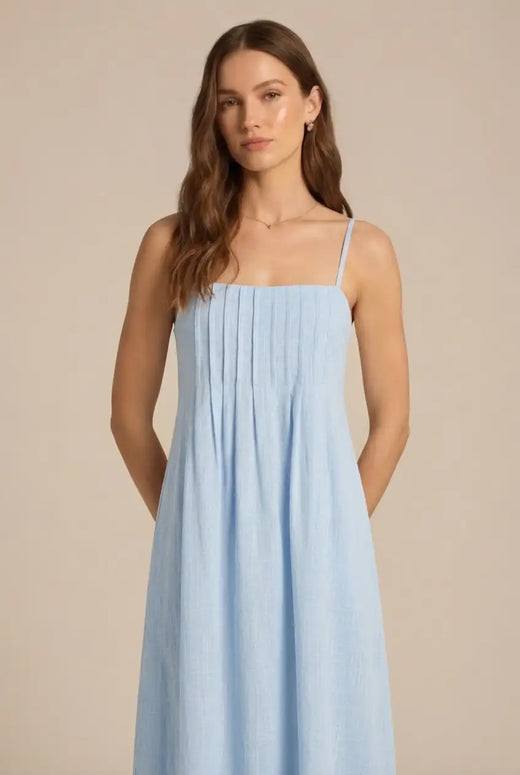 Avoria | Pleated Midi Dress Wedding Guest Elegant Summer Fit