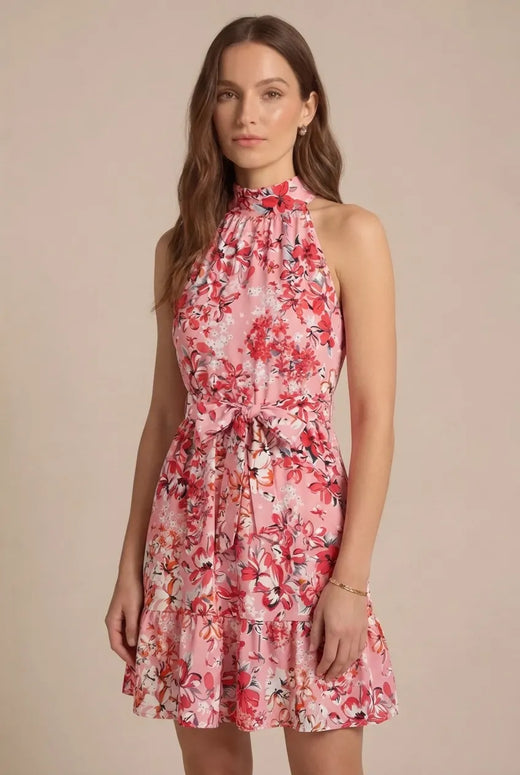 Avoria | Lightweight Floral Halter Mini Dress Women’s Summer Outfit