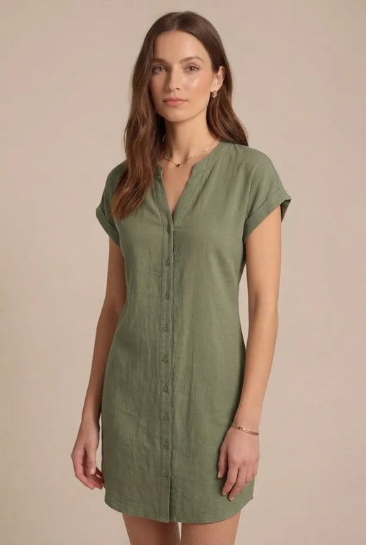 Avoria | Women’s Relaxed Fit Summer Dress Button Front Casual